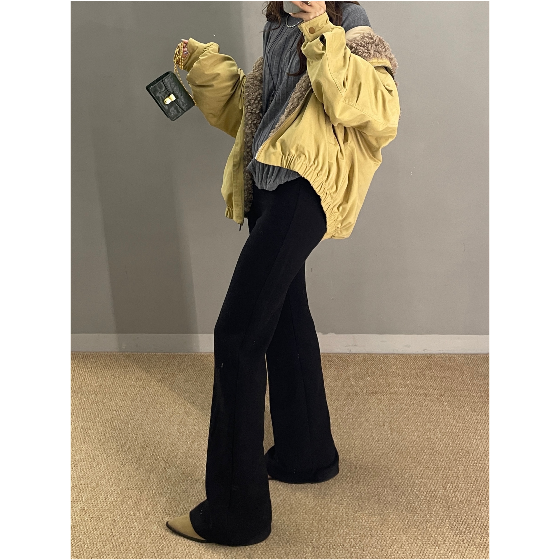 Magic Yous 怕冷的超模-梨形天菜微喇咩咩毛休闲裤