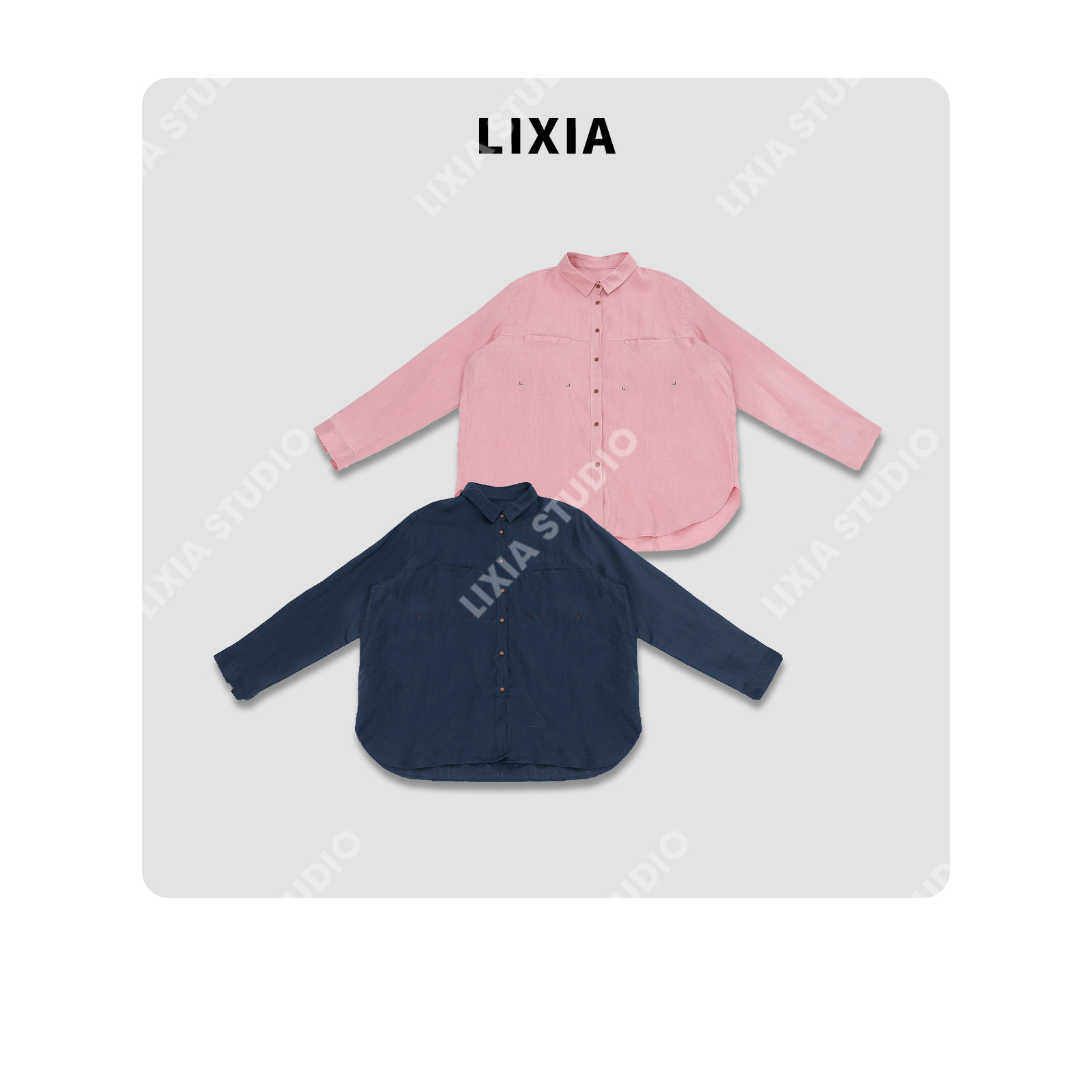 LIXIA【暖春】简约INS风纯亚麻透气舒适感轻奢风衬衫-D11225