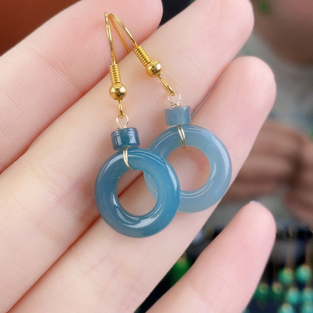 翡翠未镶嵌耳饰饰品