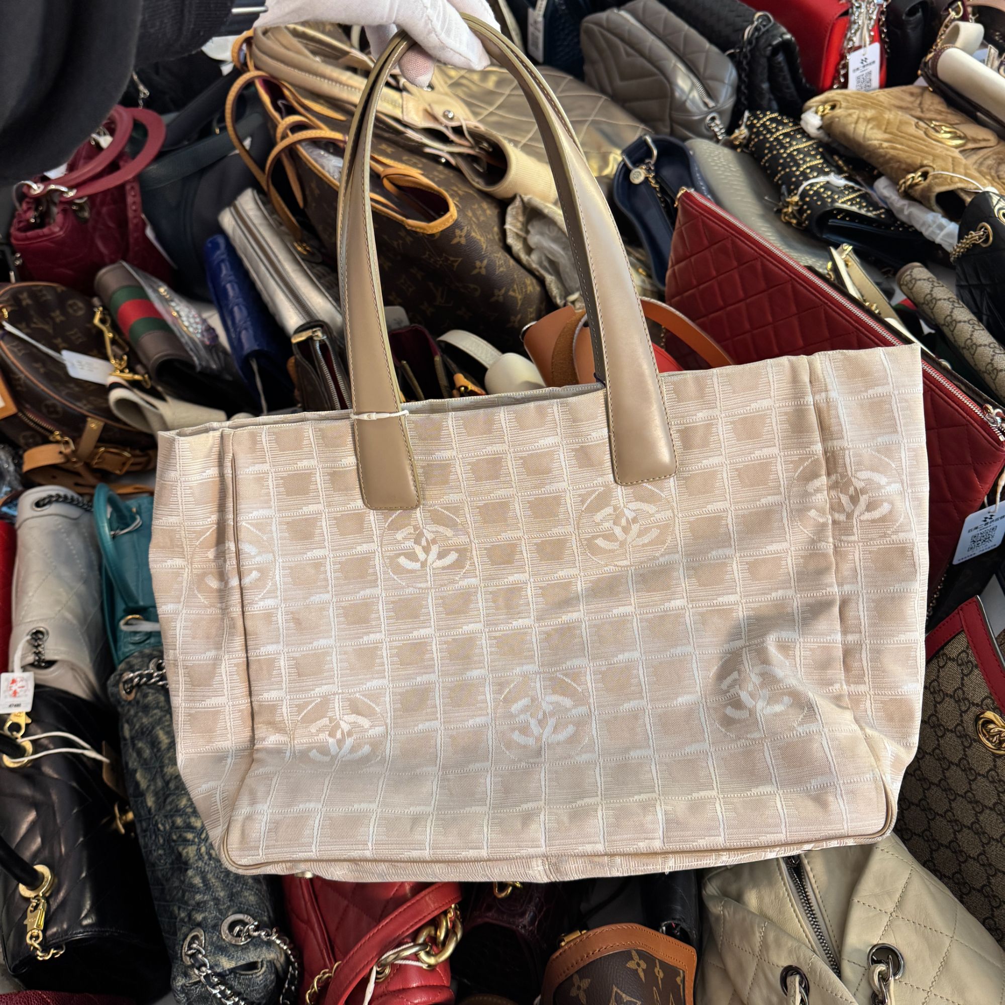 95新 Chanel/香奈儿 粉色手提托特包/美美在包展