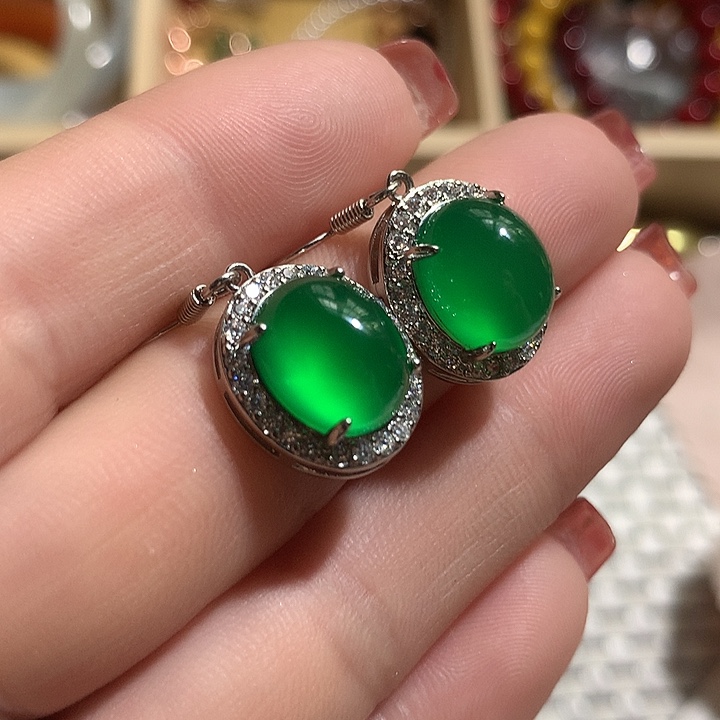 玛瑙/玉髓耳钉未镶嵌