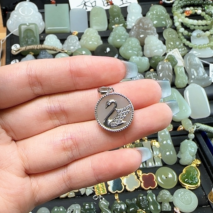 和田玉银S925镶嵌颈饰