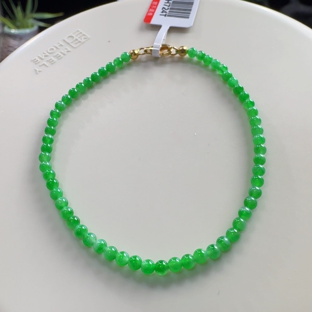 翡翠未镶嵌手链冰艳阳绿小米珠3mm