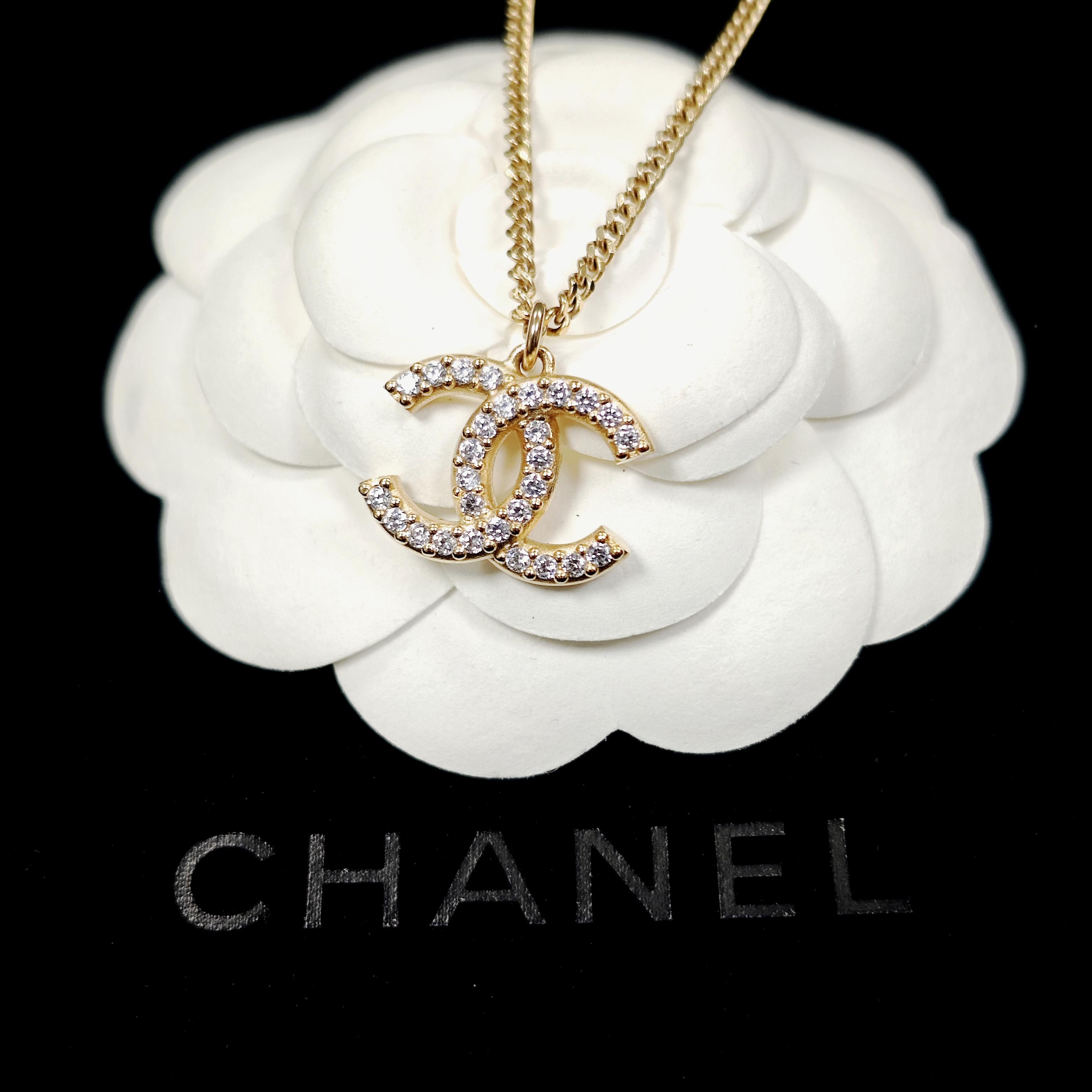 未使用 Chanel/香奈儿 日韩香槟金色系满钻项链毛衣链精致