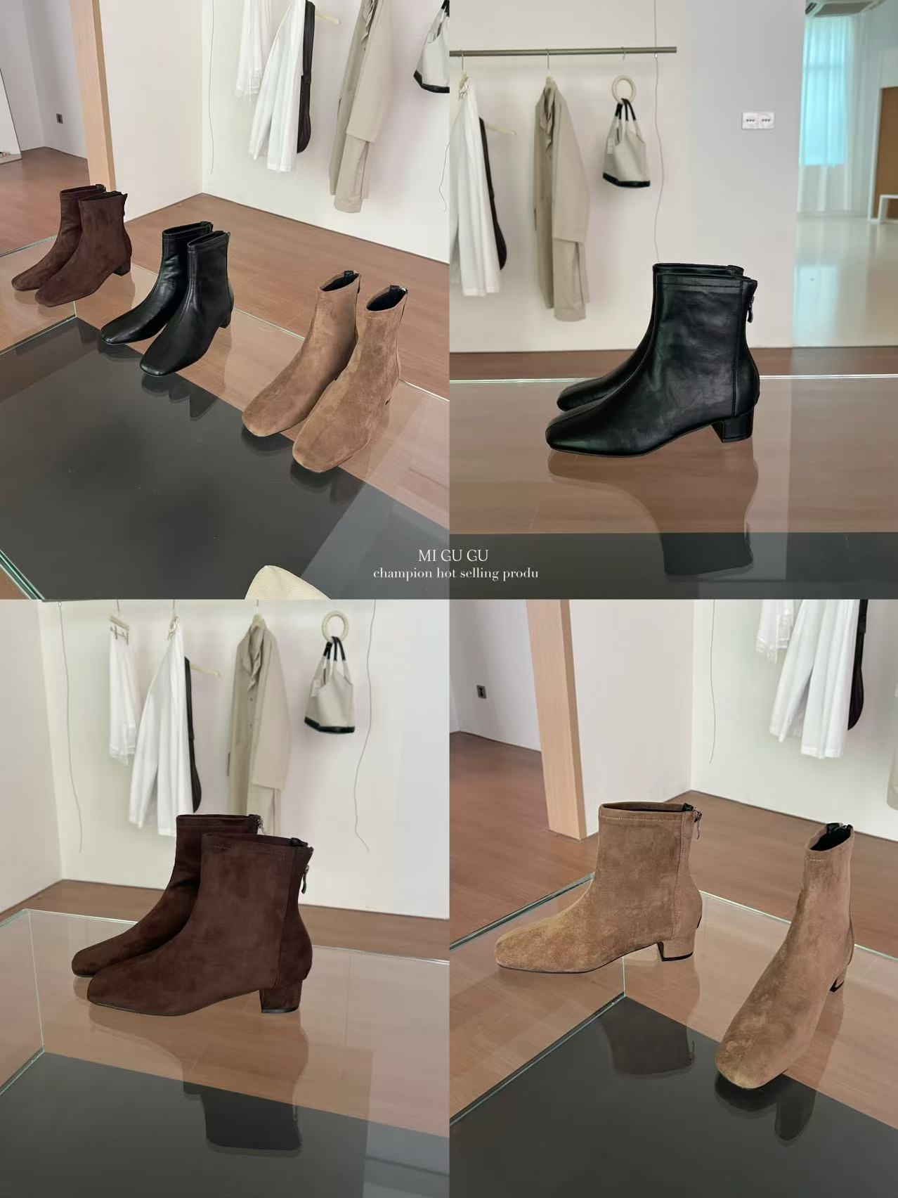 【腿精靴】百搭粗跟短靴6262（跟高4公分）