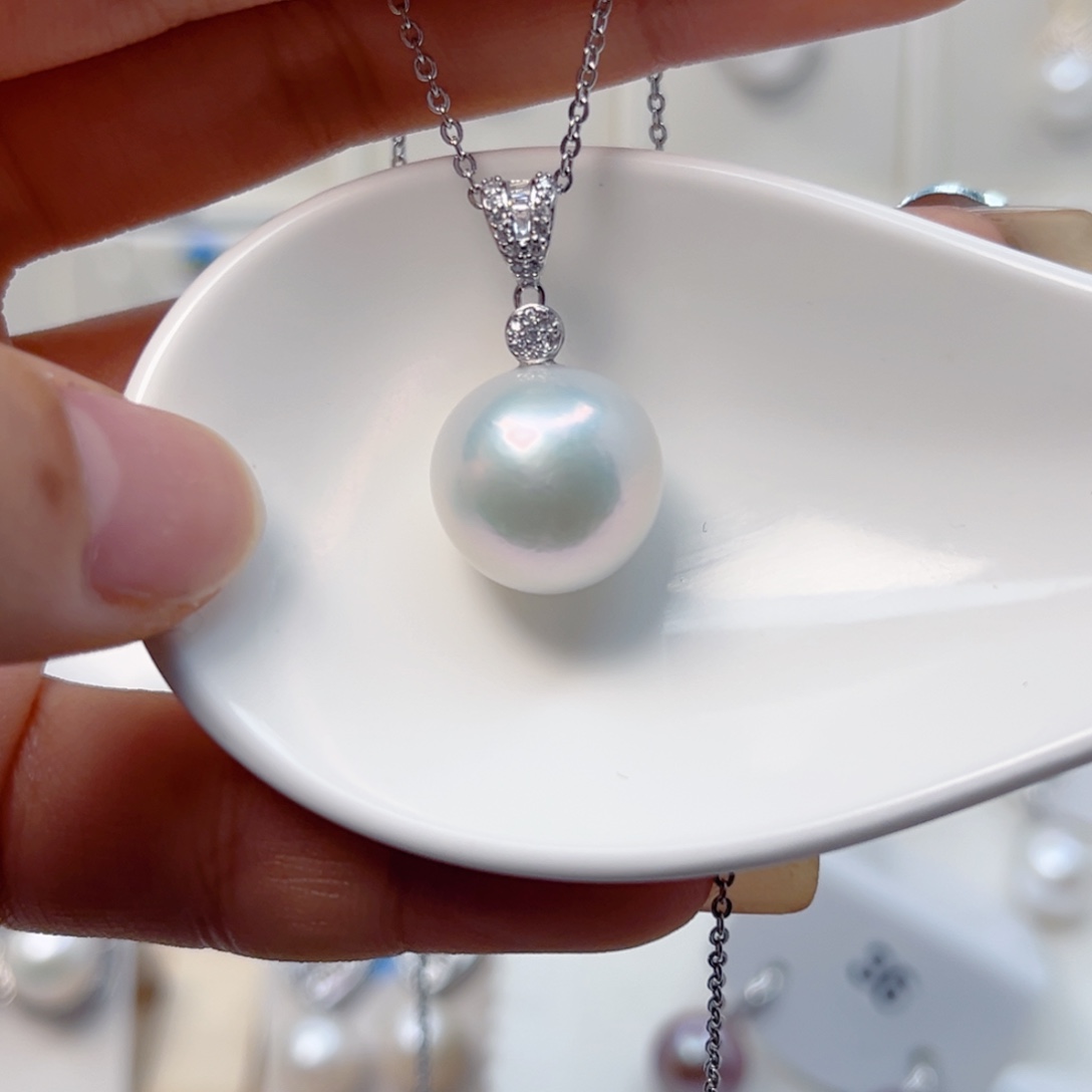 颈饰淡水珍珠银S925镶嵌14mm