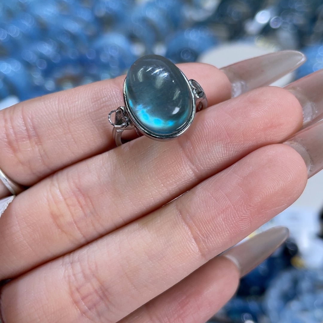 非金属925海蓝戒指