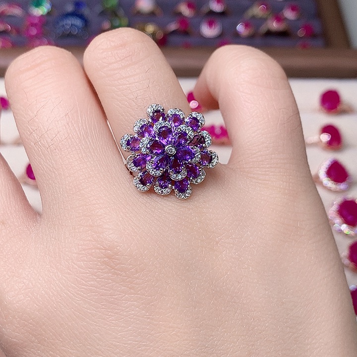 紫晶戒指银S925镶嵌111111