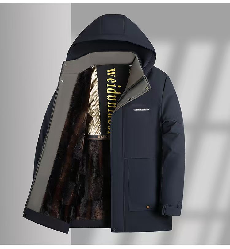 抗静电商务保暖冬季加绒连帽棉衣加厚秋冬