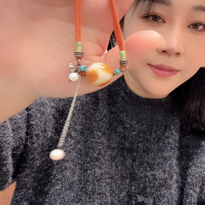 蛇纹石玉合金颈饰