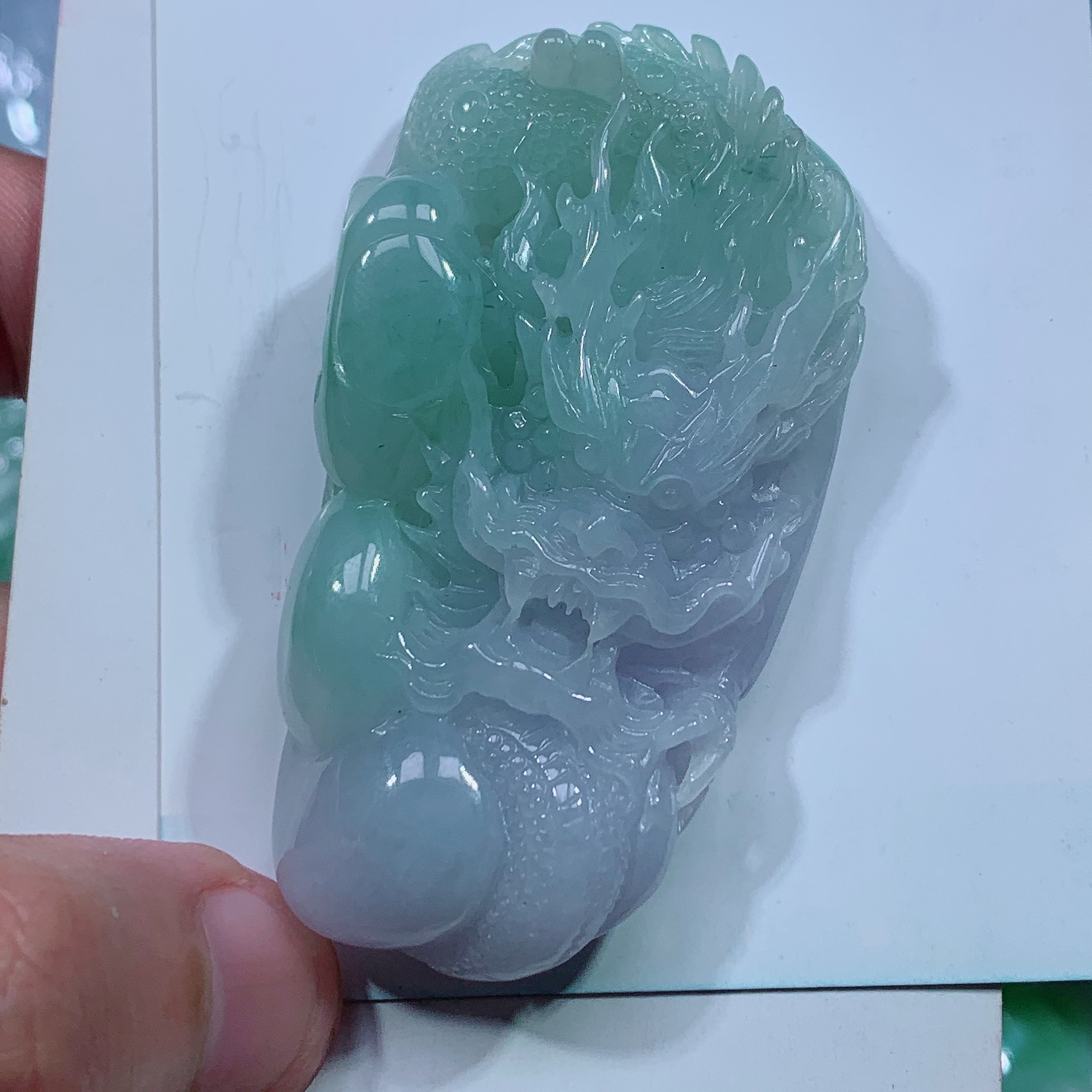 天然A货缅甸翡翠紫罗兰龙牌吊坠，照片左滑看尺寸