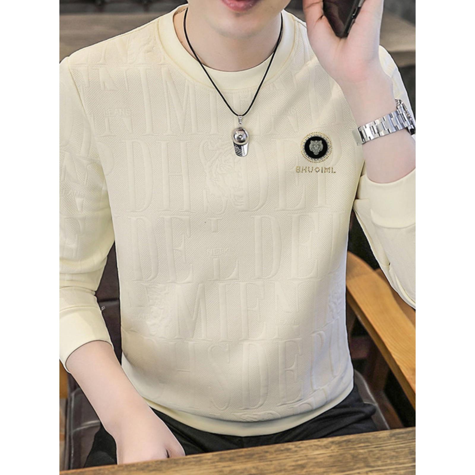 男士卫衣秋冬款2025新款薄款长袖t恤潮流上衣服男装潮牌T打底小衫