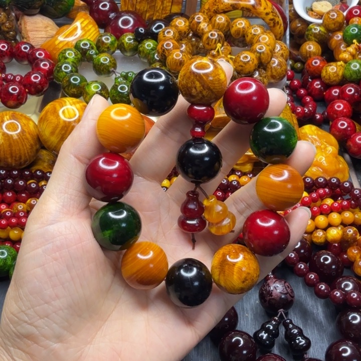 松木琥珀木文玩手串