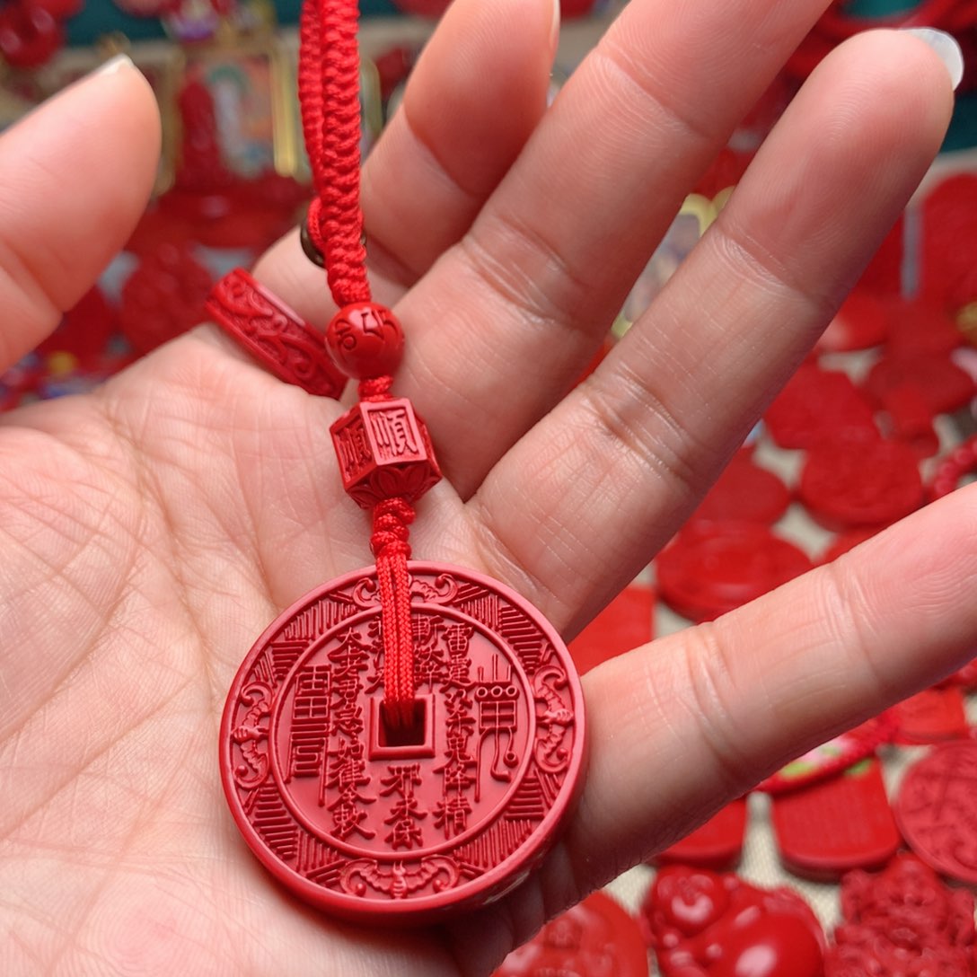 天然辰砂工艺品朱砂钥匙扣