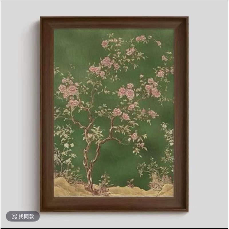 美式客厅玄关花卉中古壁画法式复古装饰画小众艺术背景墙挂画H06