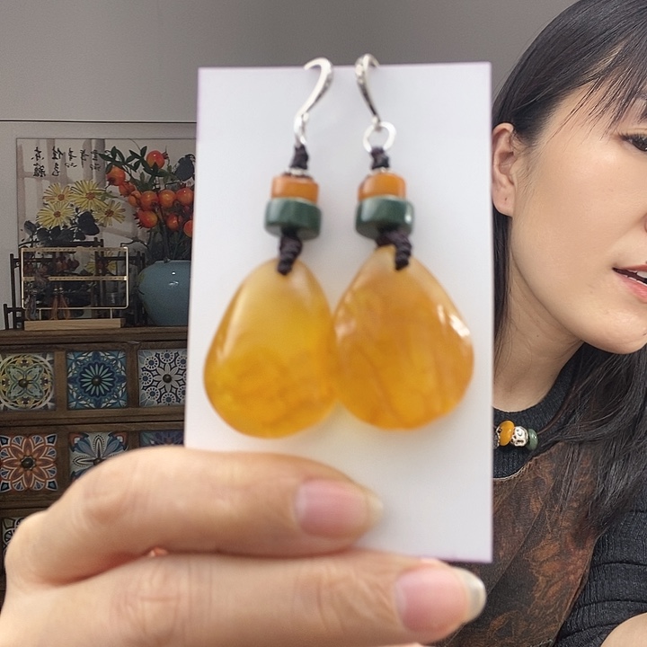 蜜蜡耳饰未镶嵌耳饰