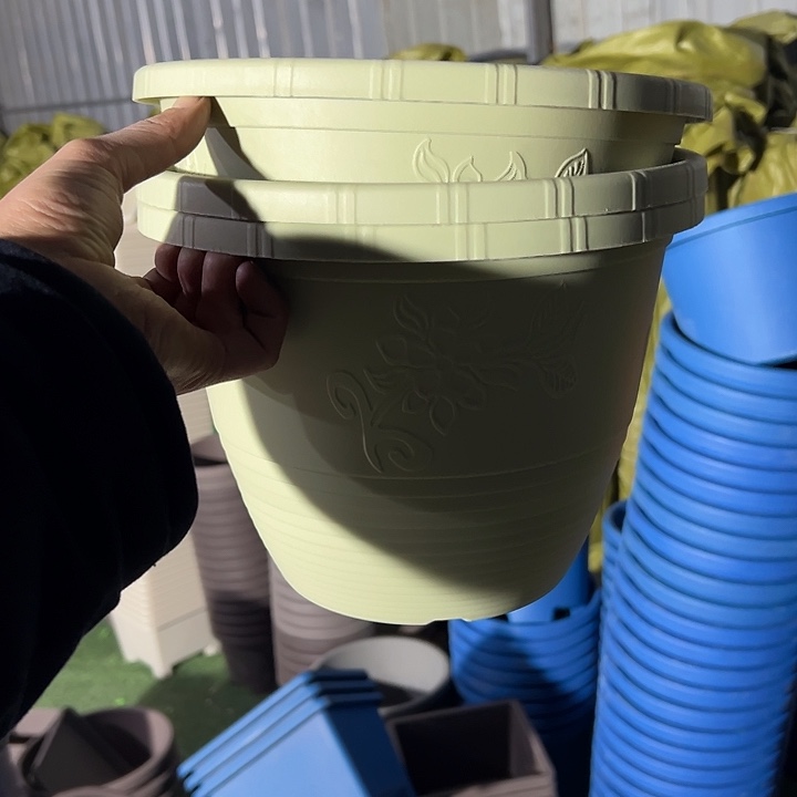 浮雕绿色27外径20高3个盆