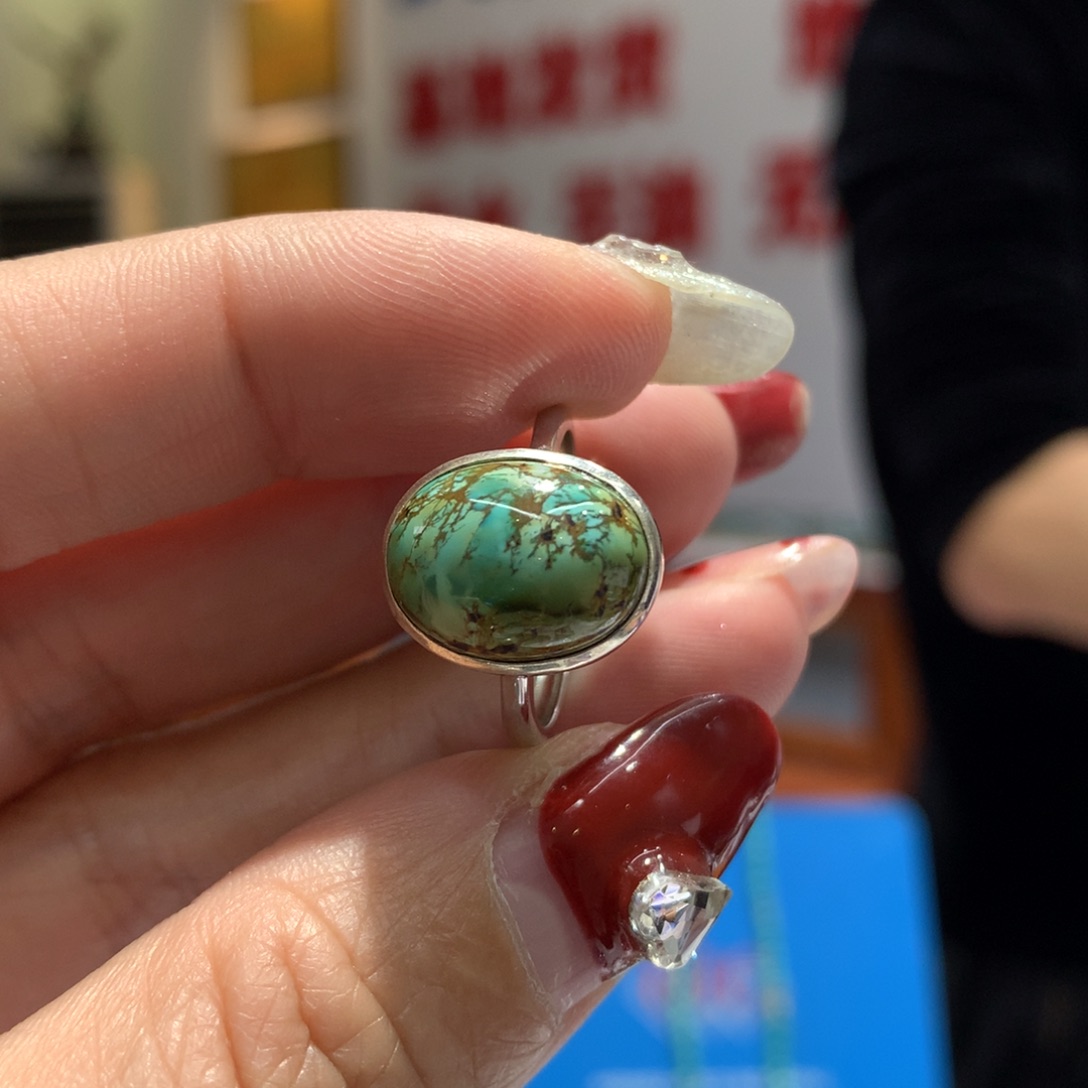 绿松石戒指银S925镶嵌