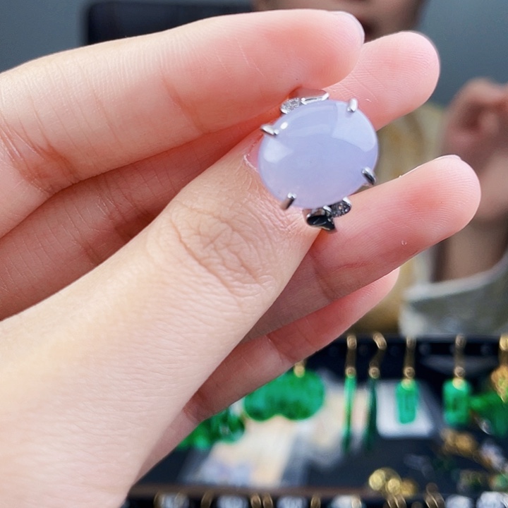 翡翠戒指银S925镶嵌饰品