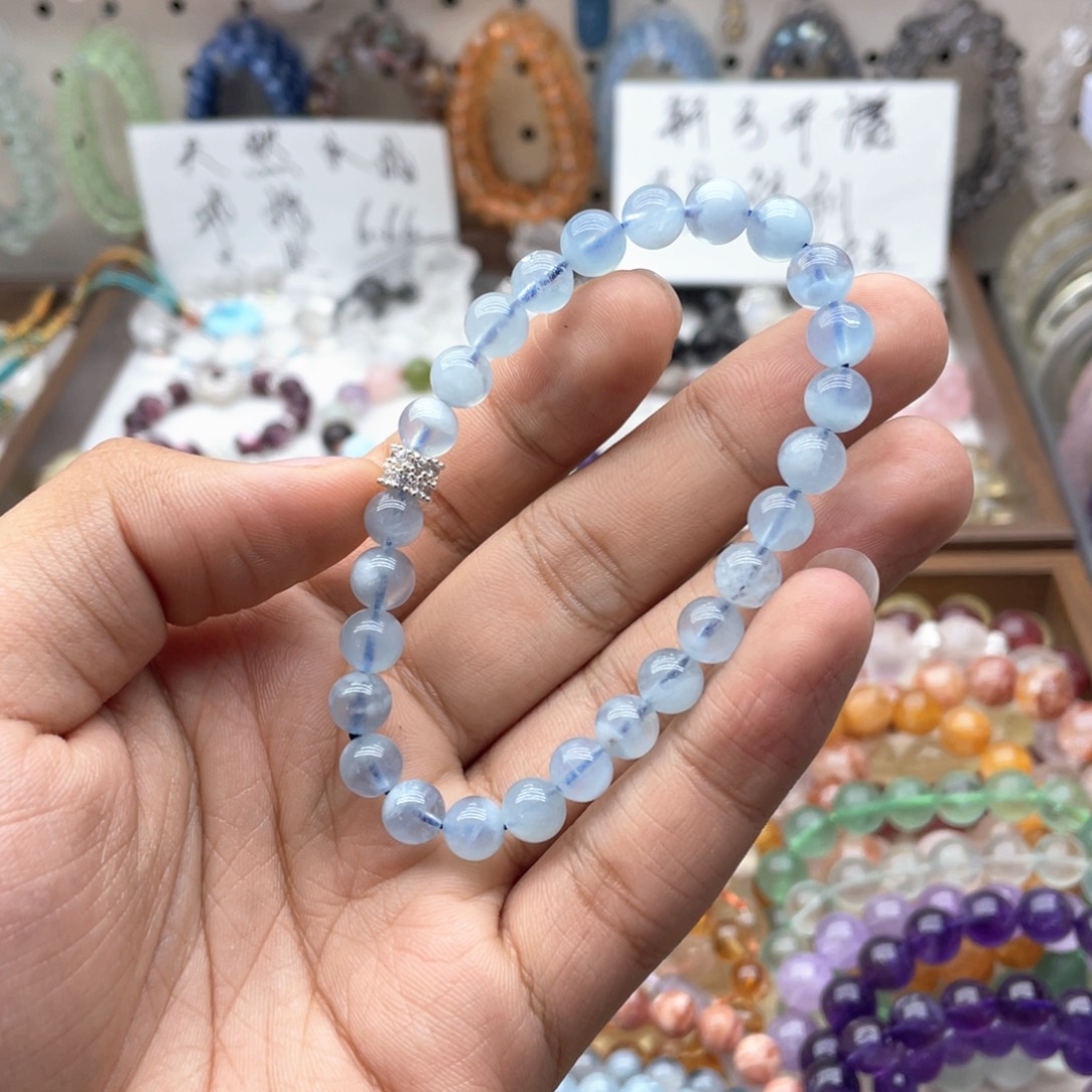 水晶手链未镶嵌7,8咪蓝天白云海蓝宝