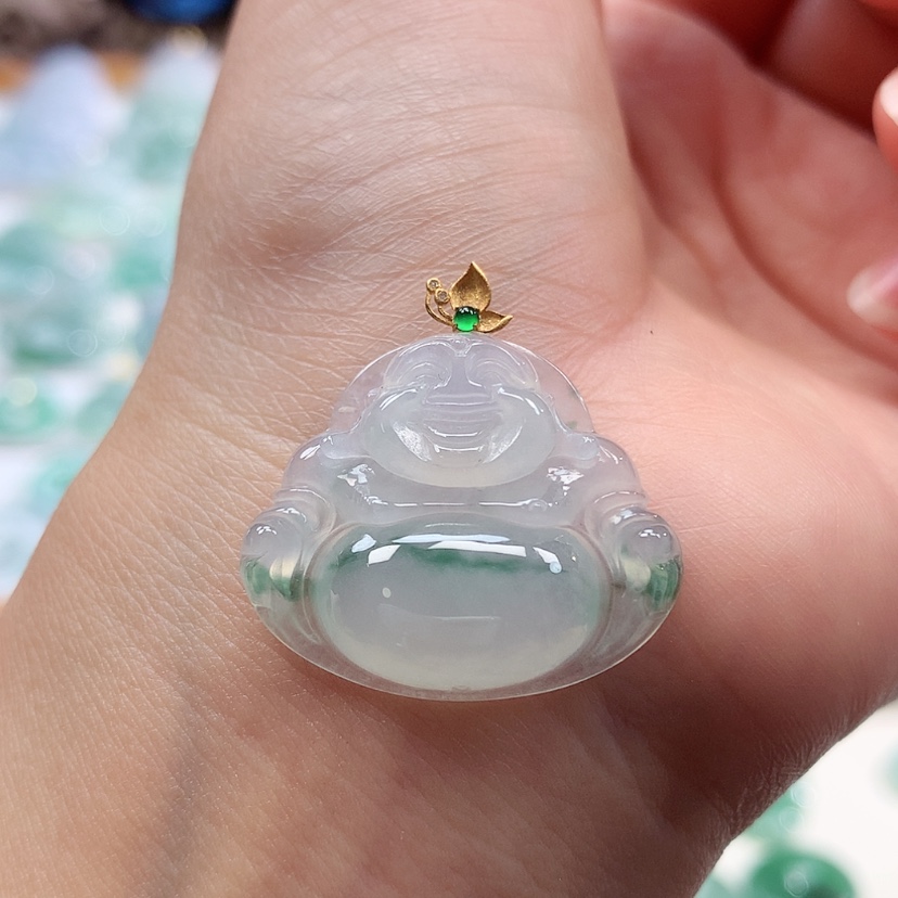 【闪购商品】翡翠18K金镶嵌吊坠(赠链)