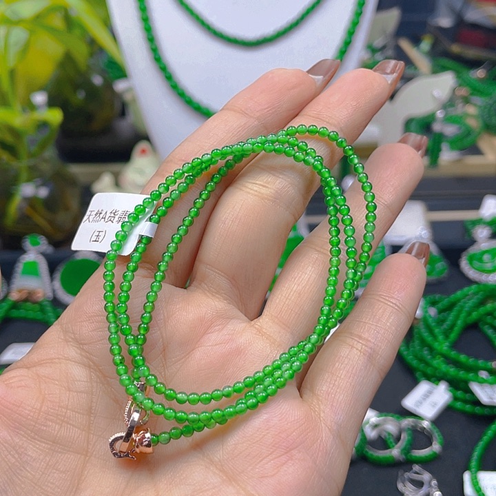 翡翠未镶嵌颈饰圆珠项链2.5