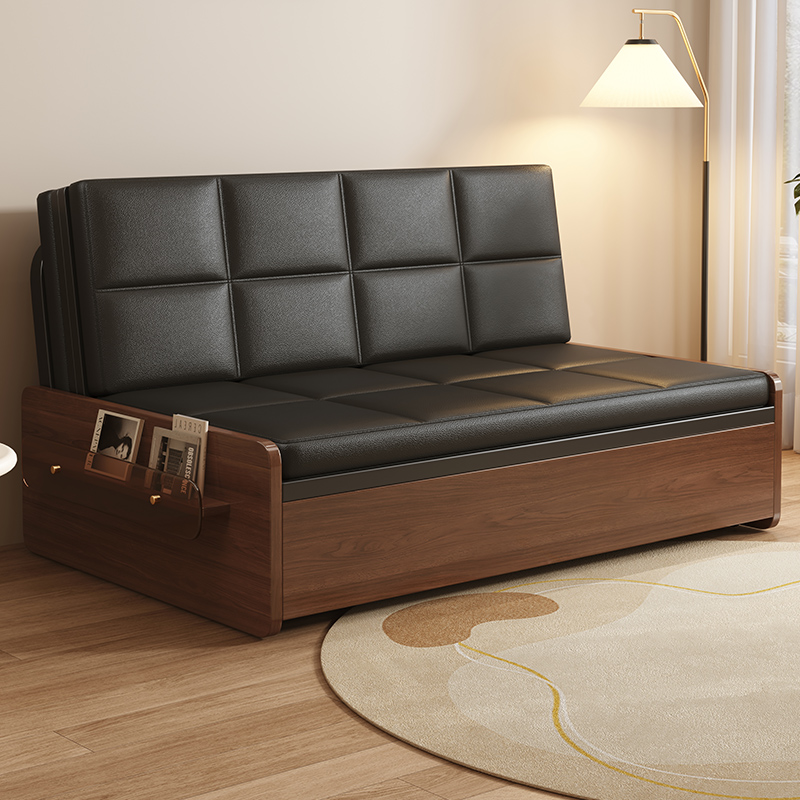 2025新中式猫抓皮复古卧室客厅两用一体可折叠单双人多功能沙发床