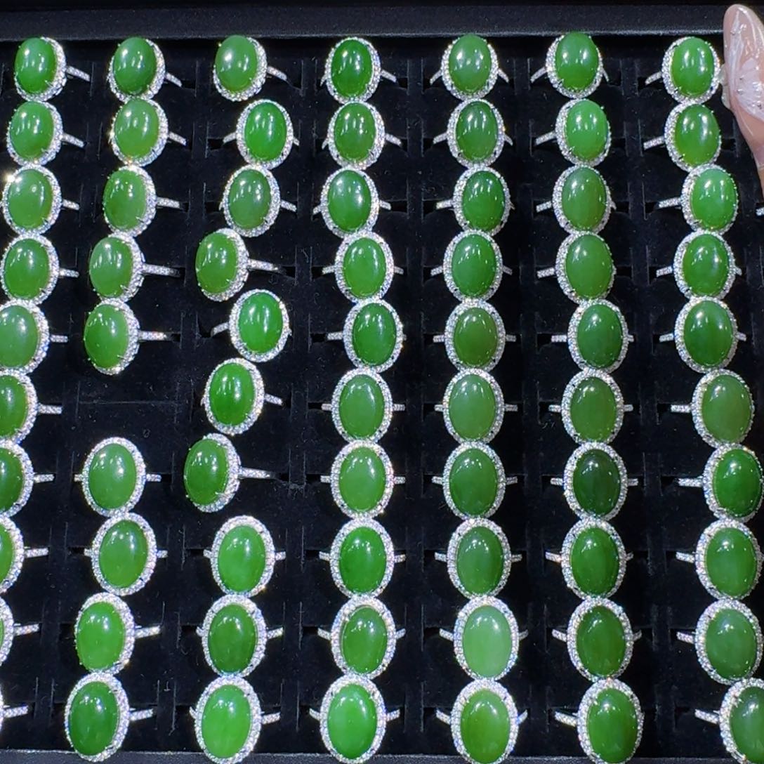 和田玉戒指银S925镶嵌多样性发货 拍一发一