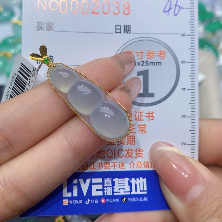 翡翠颈饰18K金镶嵌夏*雪豆子