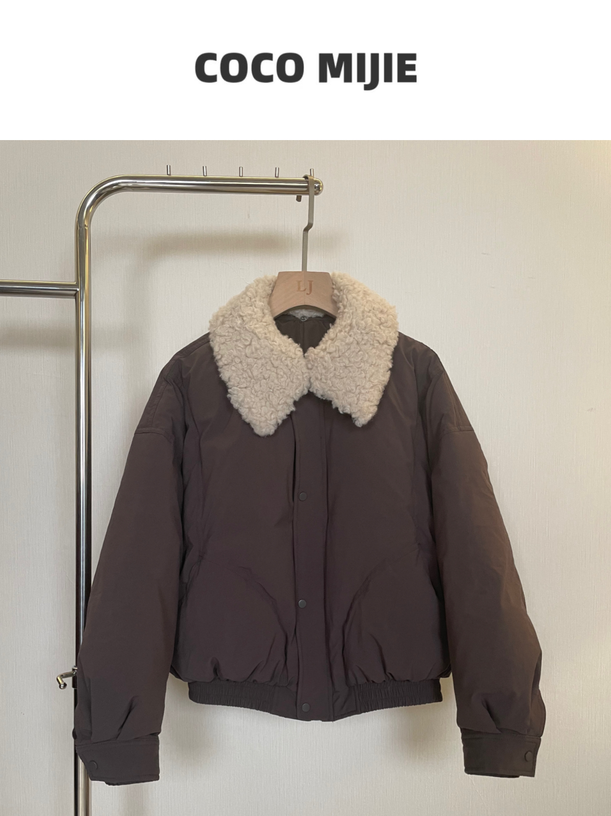 羊羔毛毛领可脱卸夹克款羽绒服YRF-797P（价格已开）