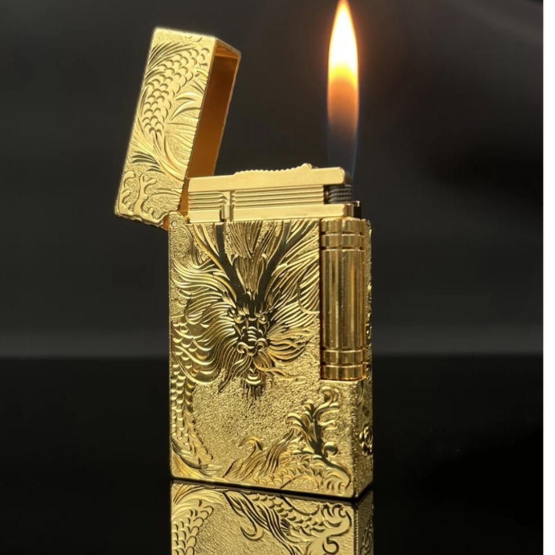 法国都柏特高档充气朗声打火机钢音清脆高能感镀金龙腾四海