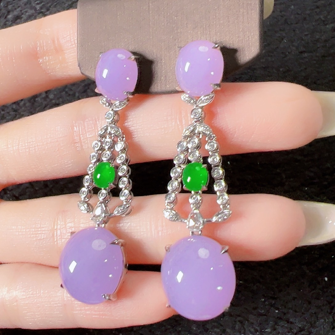 દ***૩翡翠18K金镶嵌耳饰签收后24小时鉴赏期