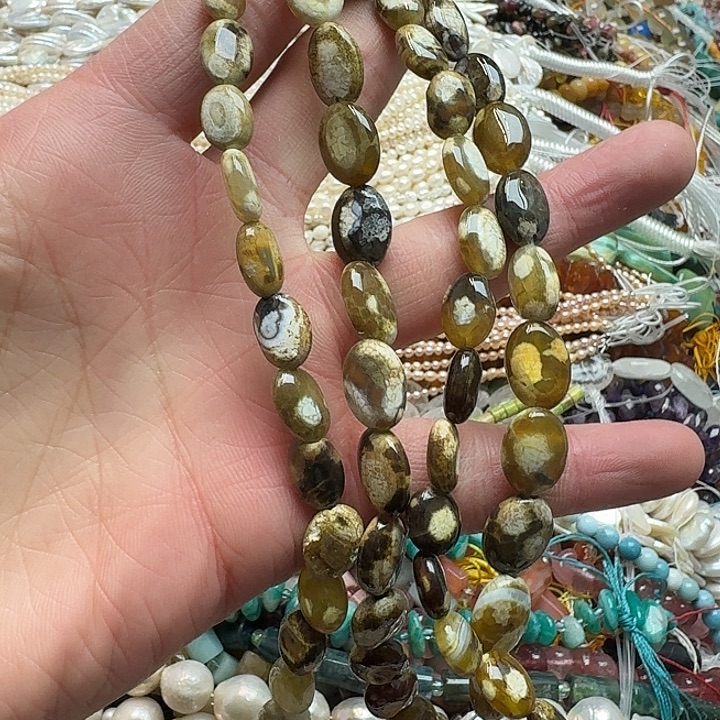 玛瑙/玉髓未镶嵌珠宝半成品一条8x10m火玛瑙