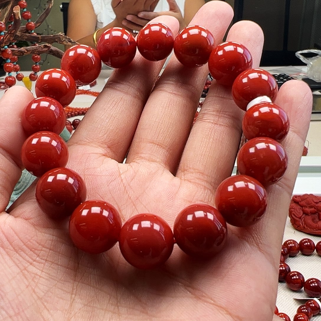 手串未镶嵌南红玛瑙瓦西牛血红13+