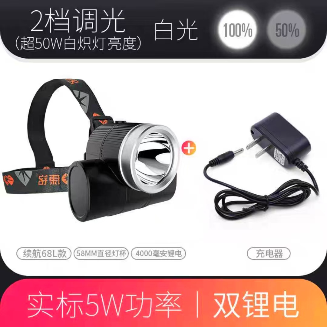 LED可充式锂电头灯户外头灯两档