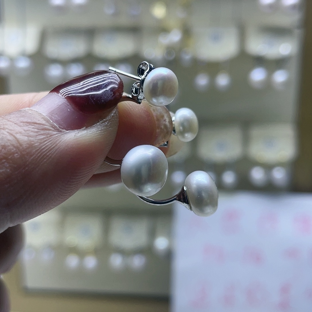 淡水珍珠耳饰银S925镶嵌