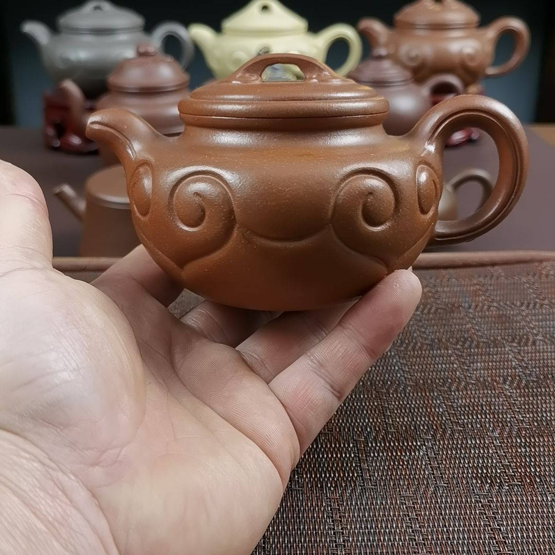 紫砂茶壶沉香泥仿古如意350CC