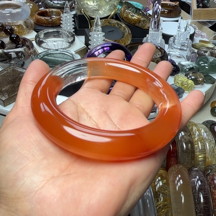 水晶手镯未镶嵌妮*天然红兔毛水晶手镯