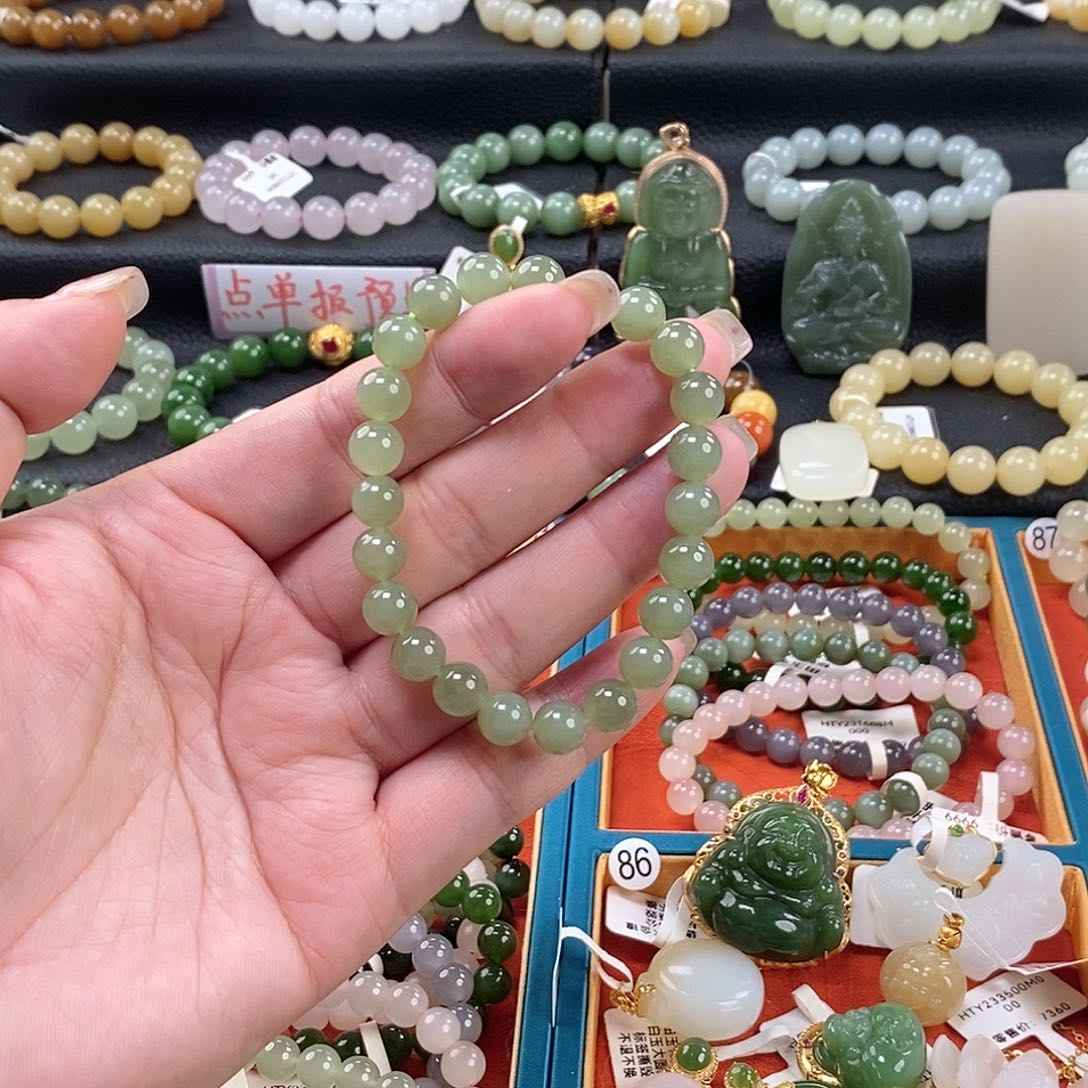 和田玉手链 8MM未镶嵌晴水