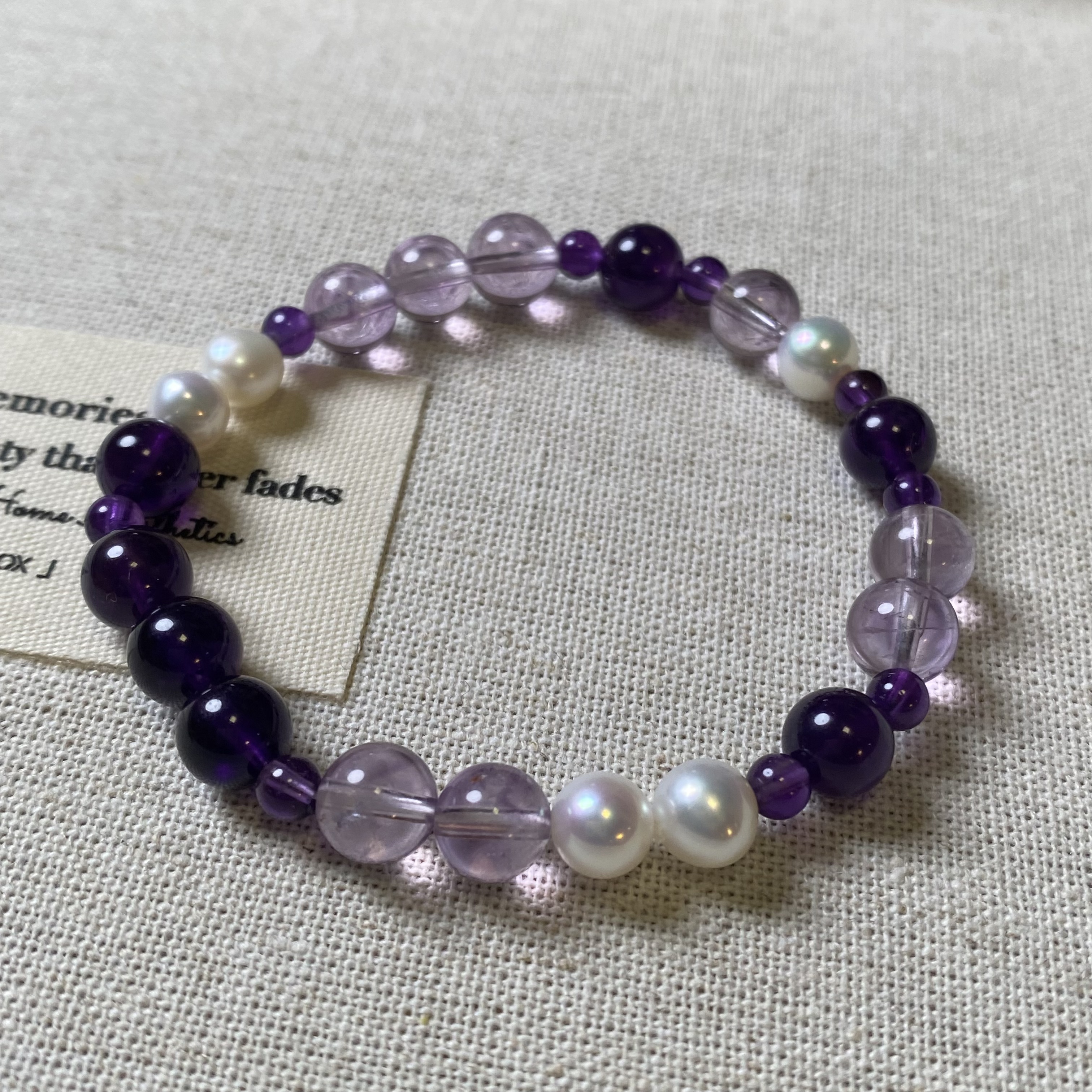 【知屿】幻紫秘境天然乌拉圭紫水晶+紫水晶+天然珍珠手串-多样性发1