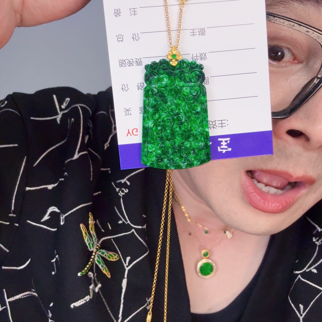 翡翠颈饰18K金镶嵌一个