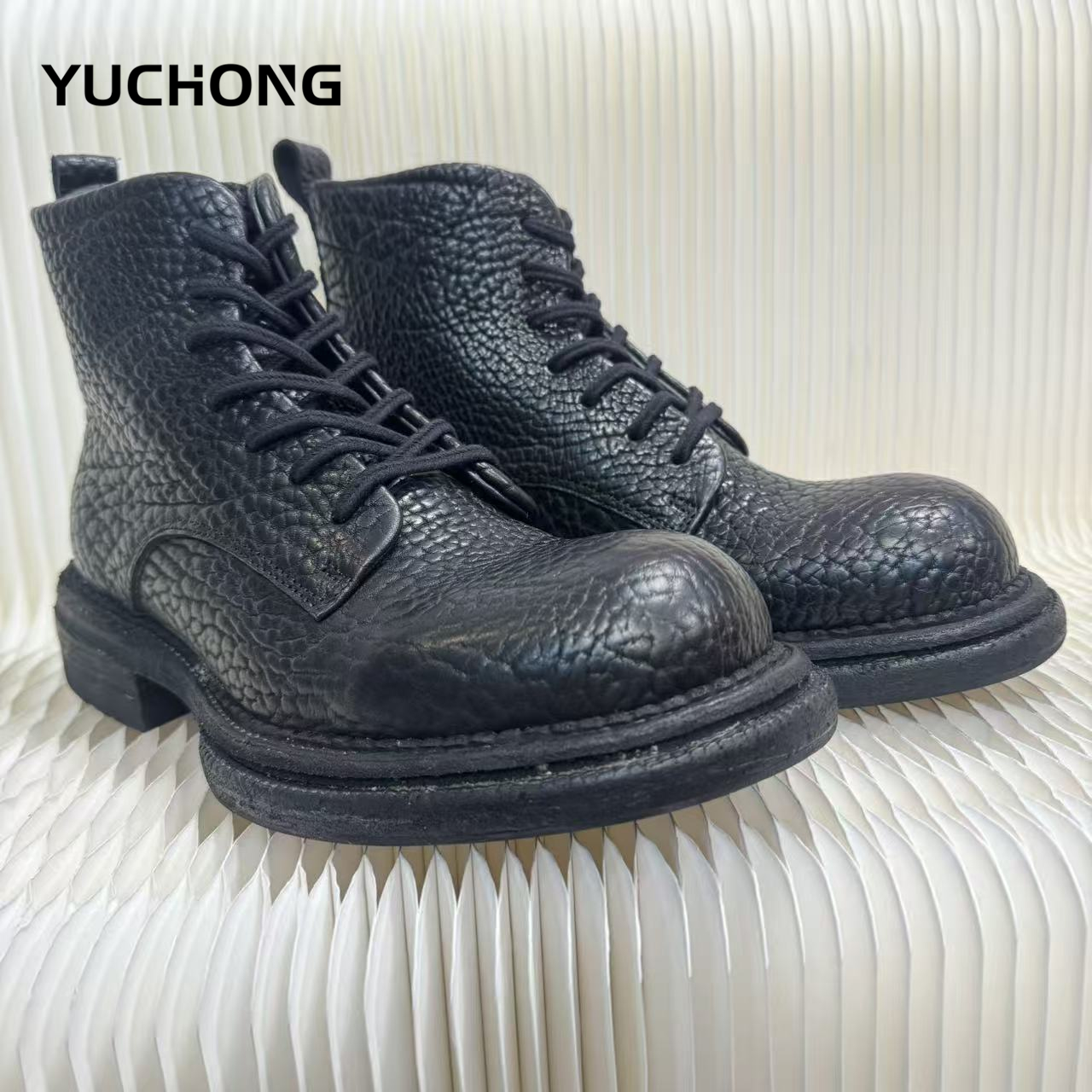 秋冬款马丁靴真皮大底固特异靴时尚高帮