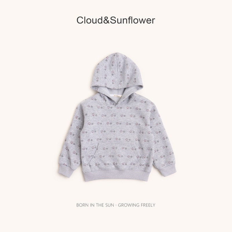 【云朵小葵】女童秋季新款满印蝴蝶小花连帽卫衣253166