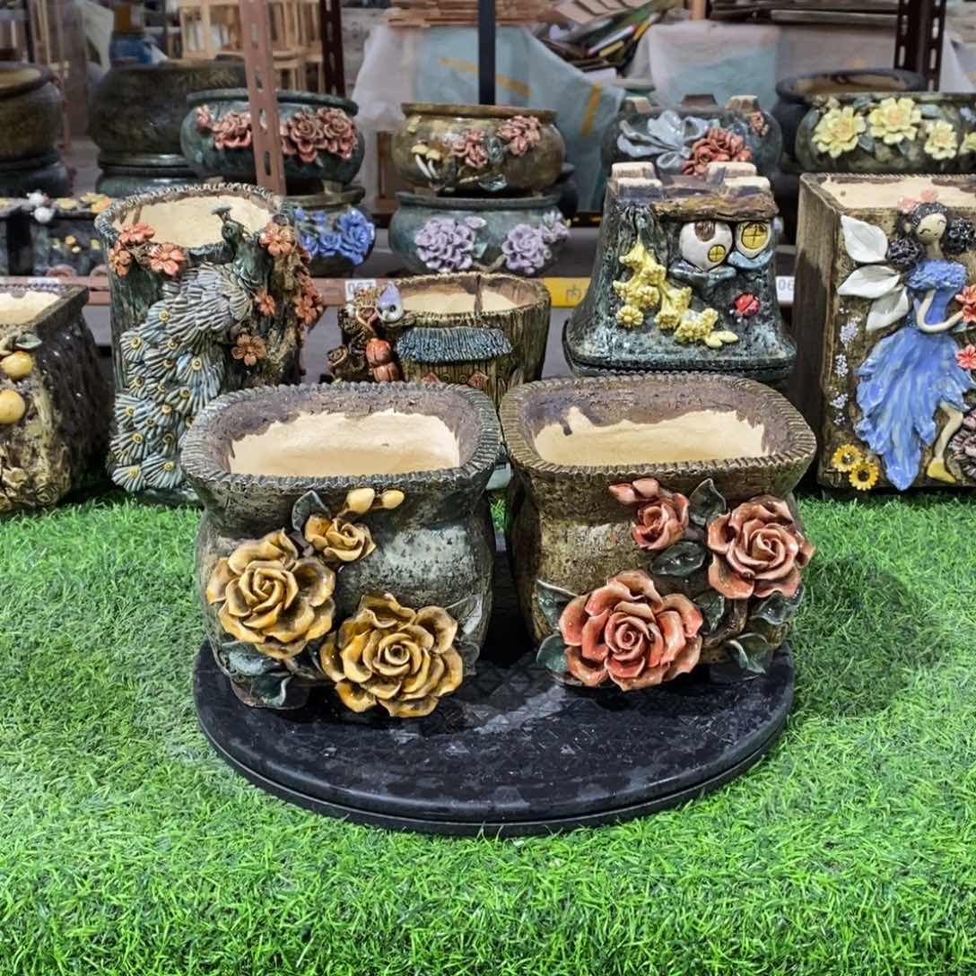 红陶青藤花器多肉花盆