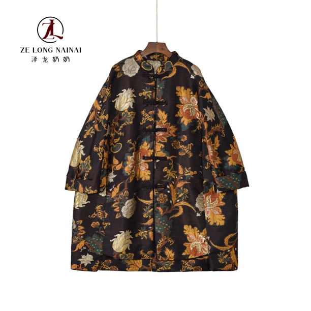 25088向阳而生提花风衣国风中长款外套