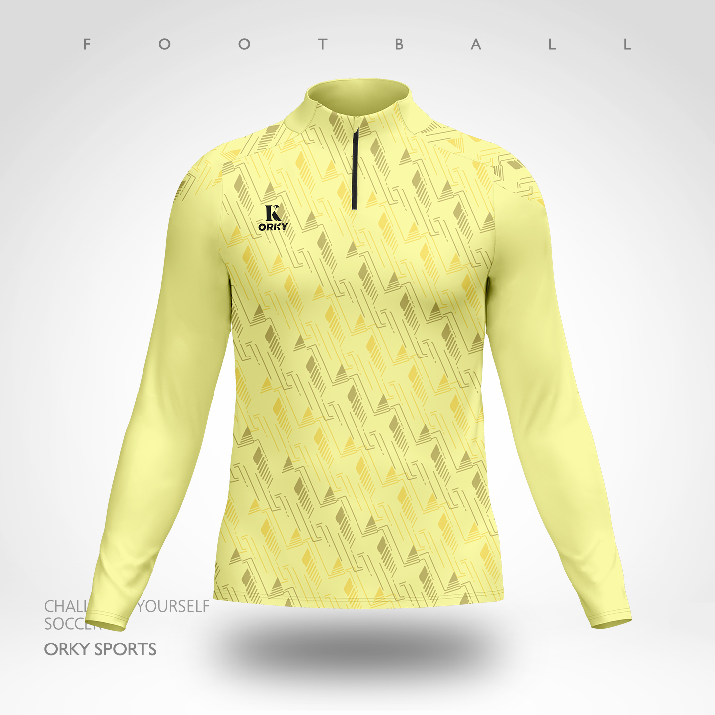 ORKY沃恺足球长袖训练服套装半拉链足球服定制球衣运动上衣外套男