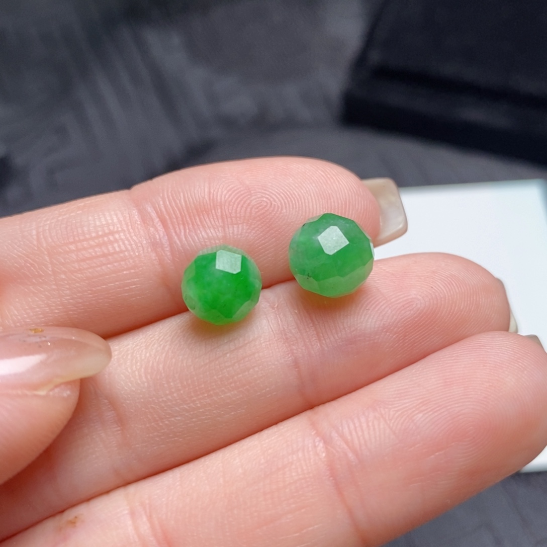 翡翠未镶嵌耳饰切割线珠珠