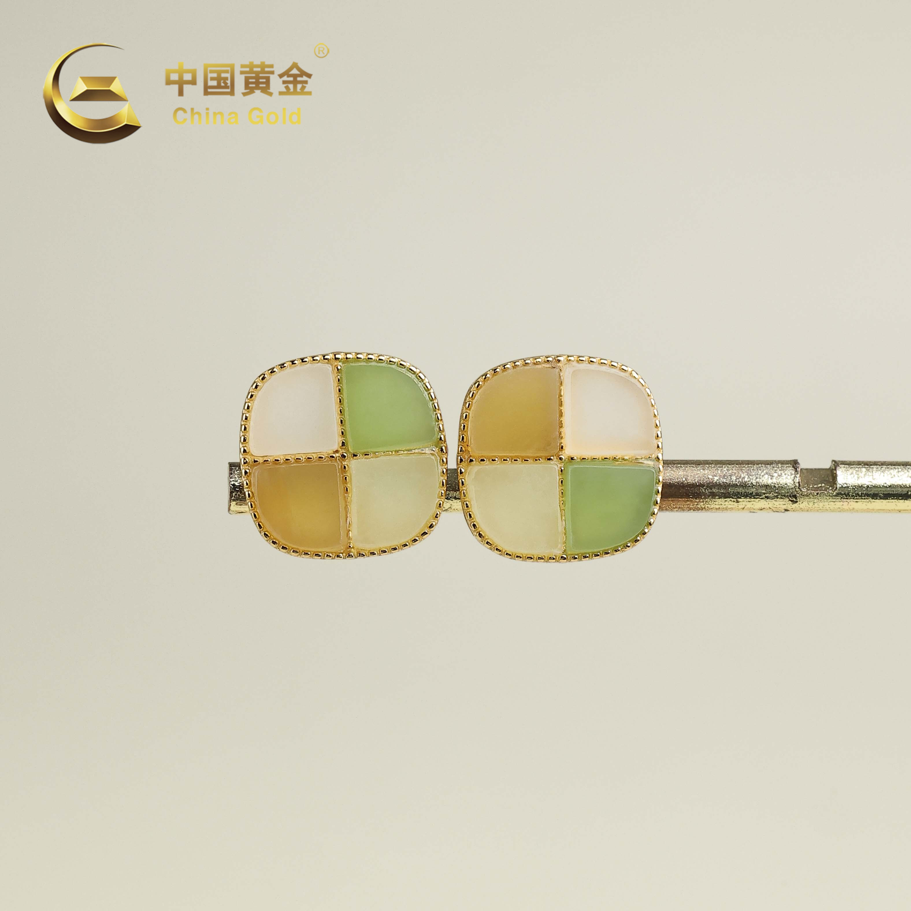 【中国黄金】 和田玉*耳饰*S925银镶嵌-R2116-臻