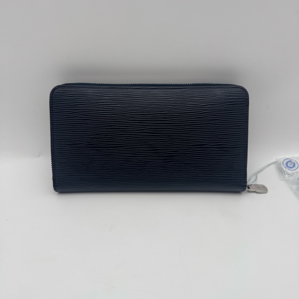 99新 LouisVuitton/路易威登 98新蓝黑色水波纹拉链款钱包/2764