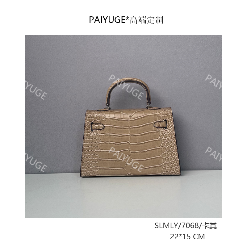 SLMLY/7068/卡其 Paiyuge高端订制女士手提单肩包斜挎包7068